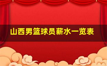 山西男篮球员薪水一览表