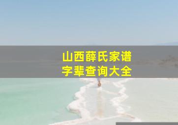 山西薛氏家谱字辈查询大全