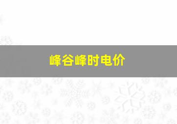 峰谷峰时电价