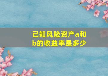 已知风险资产a和b的收益率是多少