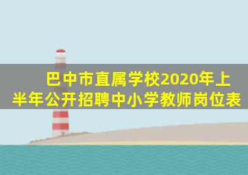 巴中市直属学校2020年上半年公开招聘中小学教师岗位表