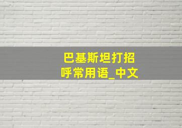 巴基斯坦打招呼常用语_中文