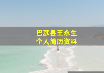 巴彦县王永生个人简历资料