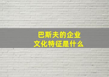 巴斯夫的企业文化特征是什么