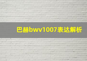 巴赫bwv1007表达解析