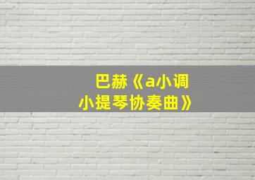 巴赫《a小调小提琴协奏曲》