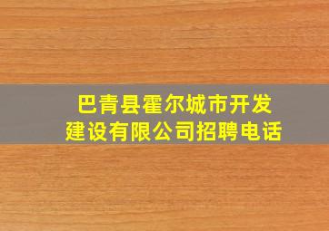 巴青县霍尔城市开发建设有限公司招聘电话