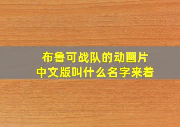 布鲁可战队的动画片中文版叫什么名字来着