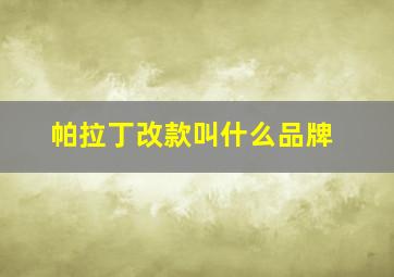 帕拉丁改款叫什么品牌