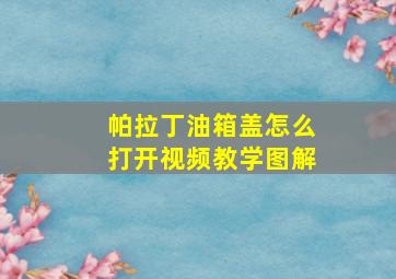 帕拉丁油箱盖怎么打开视频教学图解