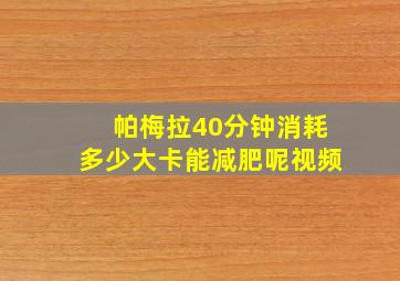 帕梅拉40分钟消耗多少大卡能减肥呢视频