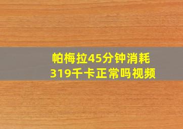 帕梅拉45分钟消耗319千卡正常吗视频