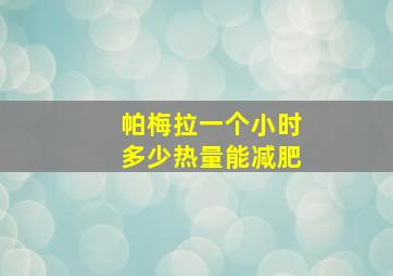 帕梅拉一个小时多少热量能减肥