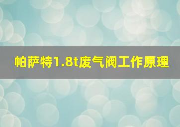 帕萨特1.8t废气阀工作原理