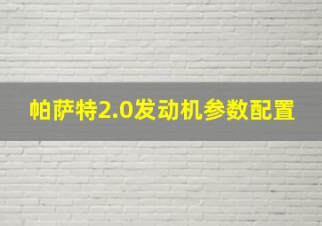 帕萨特2.0发动机参数配置