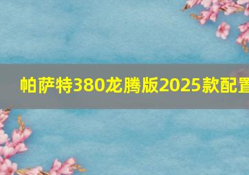 帕萨特380龙腾版2025款配置