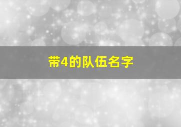 带4的队伍名字