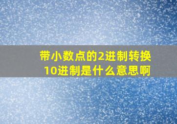 带小数点的2进制转换10进制是什么意思啊