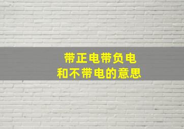 带正电带负电和不带电的意思