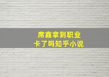 席鑫拿到职业卡了吗知乎小说