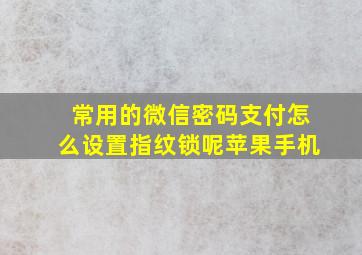 常用的微信密码支付怎么设置指纹锁呢苹果手机