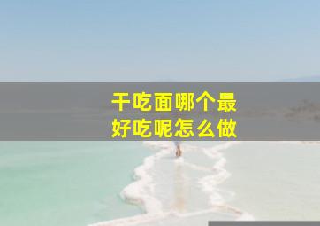 干吃面哪个最好吃呢怎么做