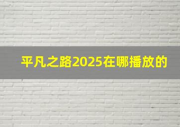 平凡之路2025在哪播放的