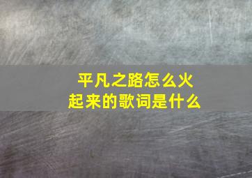 平凡之路怎么火起来的歌词是什么