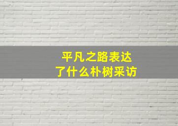 平凡之路表达了什么朴树采访