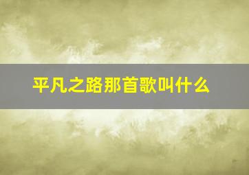 平凡之路那首歌叫什么