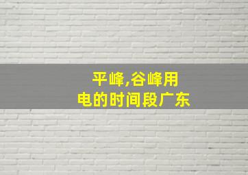 平峰,谷峰用电的时间段广东