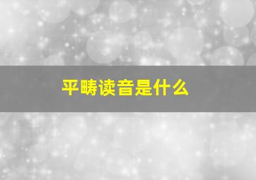 平畴读音是什么