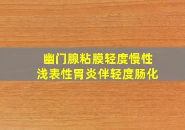 幽门腺粘膜轻度慢性浅表性胃炎伴轻度肠化