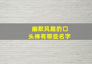 幽默风趣的口头禅有哪些名字