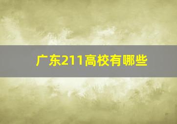 广东211高校有哪些