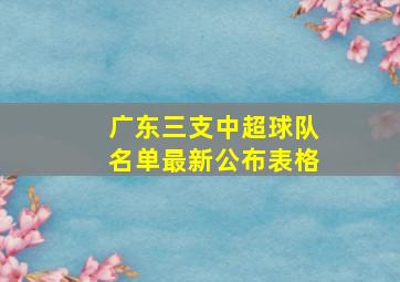 广东三支中超球队名单最新公布表格