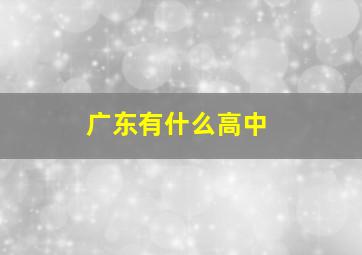 广东有什么高中