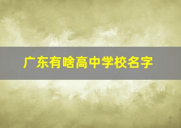 广东有啥高中学校名字