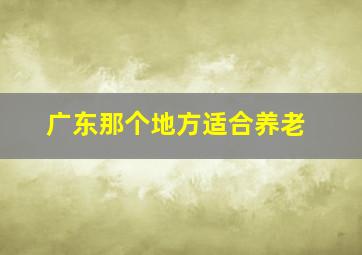 广东那个地方适合养老