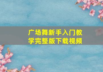 广场舞新手入门教学完整版下载视频