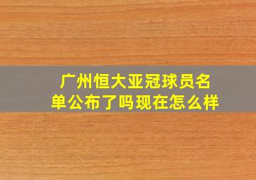 广州恒大亚冠球员名单公布了吗现在怎么样