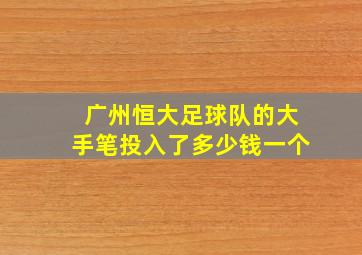 广州恒大足球队的大手笔投入了多少钱一个