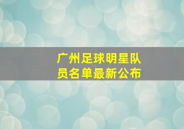 广州足球明星队员名单最新公布