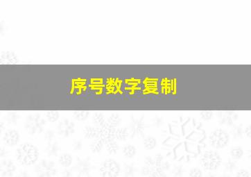 序号数字复制