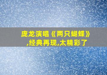 庞龙演唱《两只蝴蝶》,经典再现,太精彩了