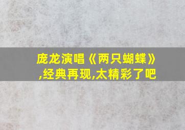 庞龙演唱《两只蝴蝶》,经典再现,太精彩了吧