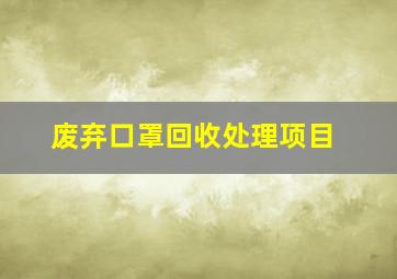 废弃口罩回收处理项目