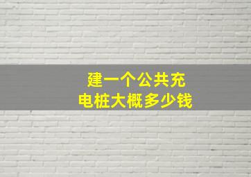 建一个公共充电桩大概多少钱