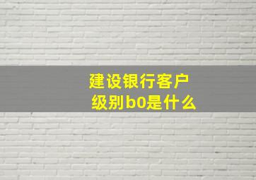 建设银行客户级别b0是什么