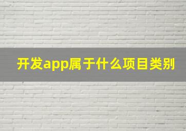 开发app属于什么项目类别